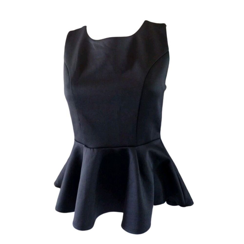 Timing Blouse Woman‎ S Black Peplum Sleeveless Top Casual Career Business Chic